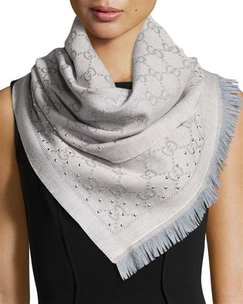 grey cashmere jacquard gucci scarf|dark brown cashmere scarf.